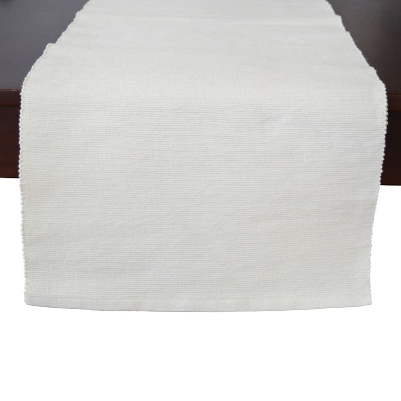 Ivory Ribbed Table Runner, 72" | At Home