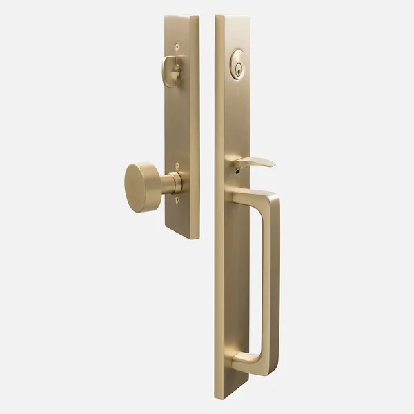 Lausanne Entrance Handleset with Cylinder Knob - Satin Brass | Schoolhouse