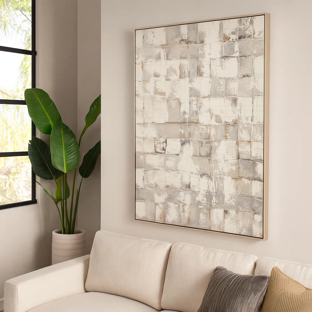 Framed Handpainted Canvas Wall Artwork for Wall Display - Textured Neutral Toned Palette for Home... | Wayfair North America