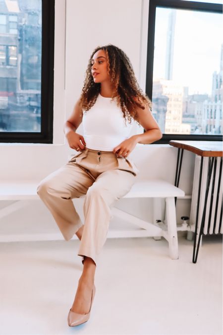 Women’s workwear outfit | office outfit | high neck crop top | pleated trousers

#LTKunder50 #LTKstyletip #LTKworkwear