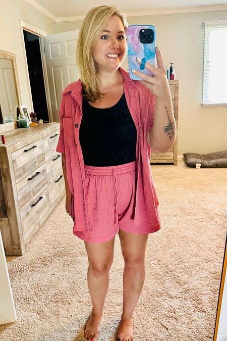 This pretty pink shorts set is an easy breezy look for summer 🌺

#summerfashion #womensfashion

#LTKSeasonal #LTKunder50 #LTKstyletip