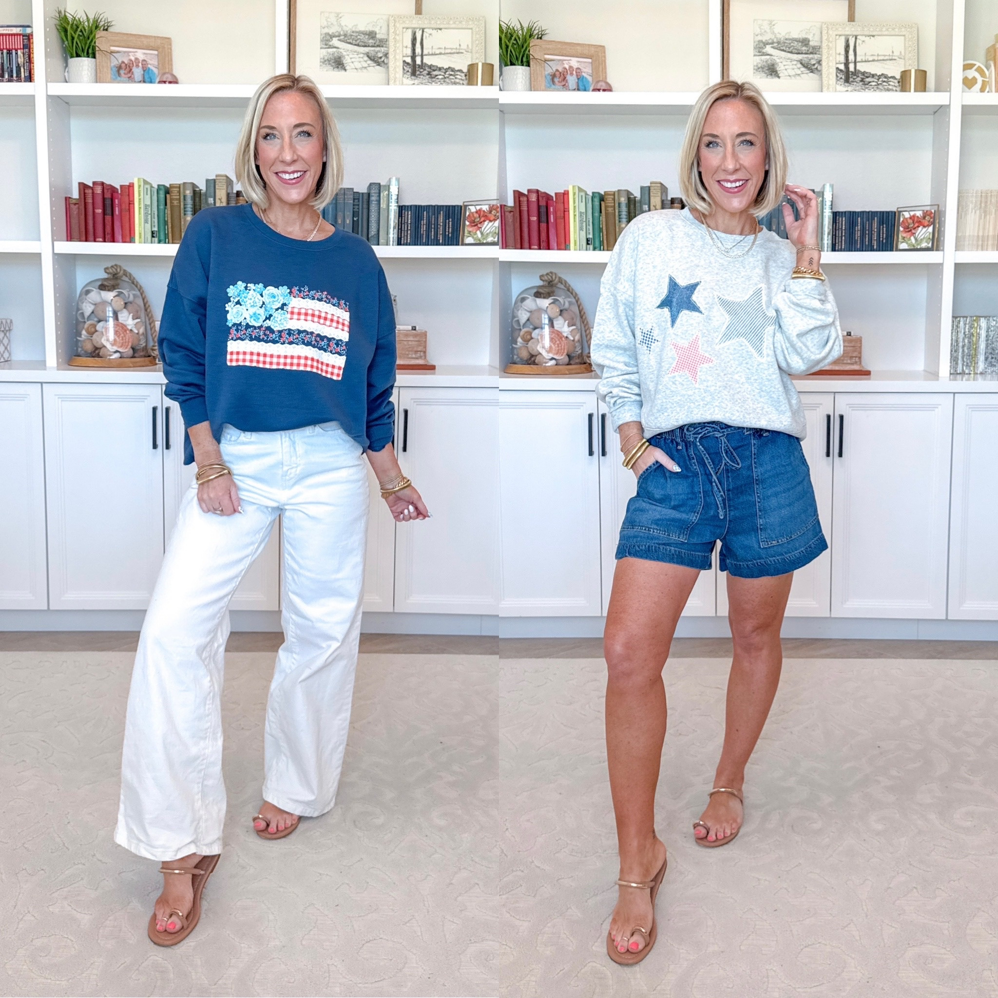 Walmart - red, white & blue finds * Drapey Utility Shorts, 4" Inseam - size XS. $22.98. 4 colors. Boxy Graphic Sweatshirt - size Large. $14.98. 2 colors. White Wide Leg Jeans - size 0. $26.98. 4 colors. Boxy Graphic Sweatshirt - size Medium. $14.98. 2 colors. 

 

#LTKSeasonal #LTKOver40