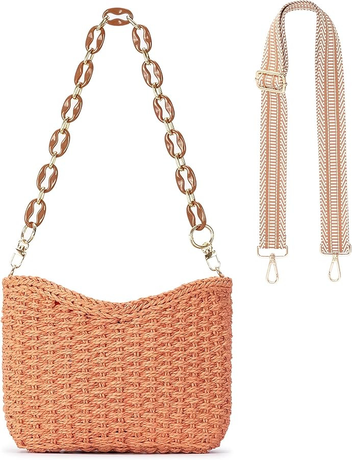 Herald Small Handmade Straw Pocketbook Crossbody Bag for Women, Summer Chic Woven Handbag Shoulde... | Amazon (US)