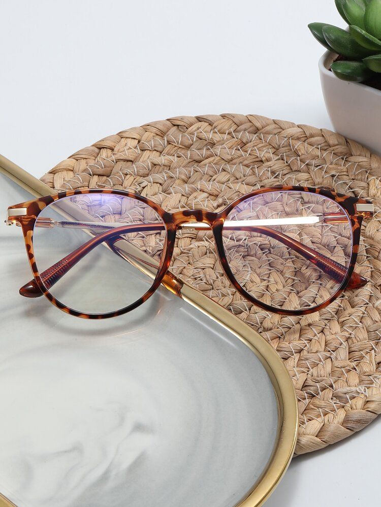 Leopard Geometric Frame Anti-Blue Light Eyeglasses | SHEIN