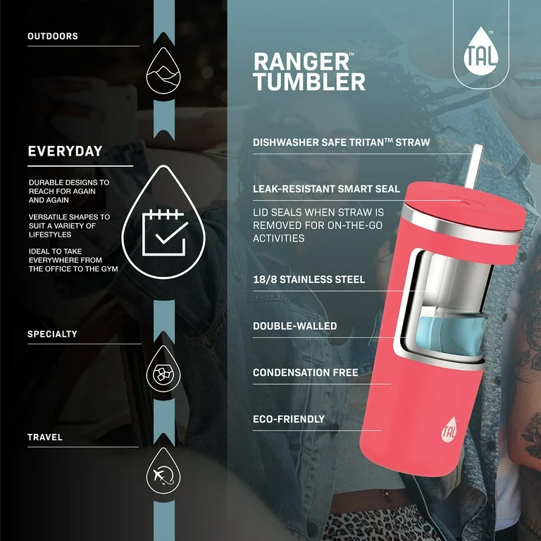 TAL Stainless Steel Ranger Tumbler 24 fl oz, Pink | Walmart (US)