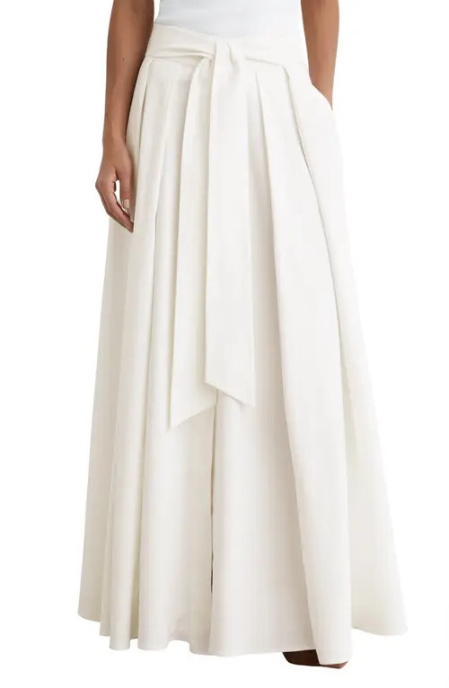 Reiss Simone Cotton Blend Pleated Maxi Skirt in Ivory at Nordstrom, Size 8 | Nordstrom