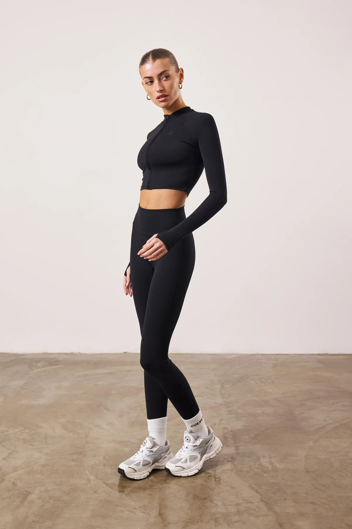 SOFT TOUCH EMBLEM LEGGINGS - BLACK | The Couture Club