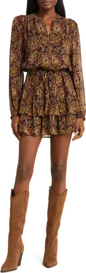 Elias Floral Long Sleeve Silk Dress | Nordstrom