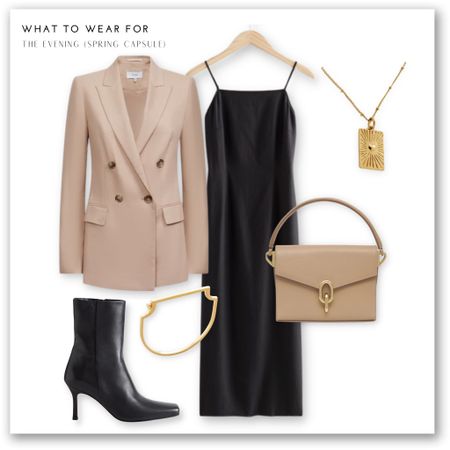 A chic black & beige evening look 🫶

Black midi dress, & other stories, beige Reiss blazer, black heeled boots, gold jewellery, Monica Vinader 

#LTKeurope #LTKitbag #LTKSeasonal
