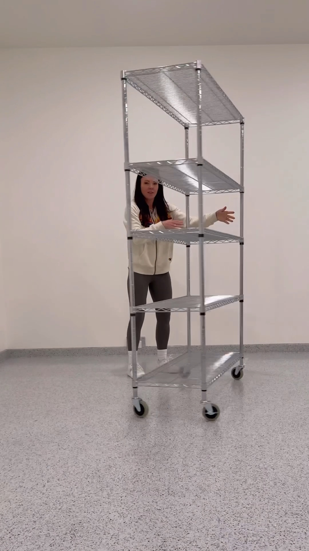 Wire storage shelves that hold a ton! We added casters so we con roll them around and organize our storage room.
Affordable and quality organization for garage and storage rooms, even pantries. 
@loweshomeimprovement @lowes 
#ad #LowesPartner 

#LTKHome #LTKFindsUnder100