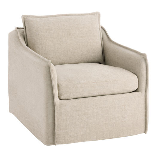 Eileen Textured Woven Slope Arm Slipcover Swivel Chair by World Market | World Market
