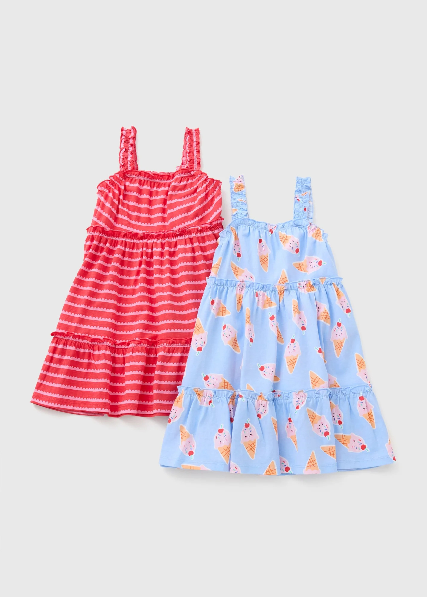 2 Pack Girls Multicolour Ice Cream Stripe Dress (1-7yrs) | Matalan (UK)