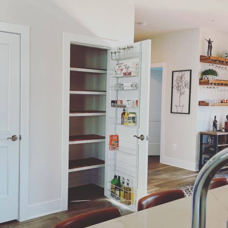 I transformed my wire shelves into these beautiful wood shelves for my pantry and I love them! Form meets function here  

#LTKhome