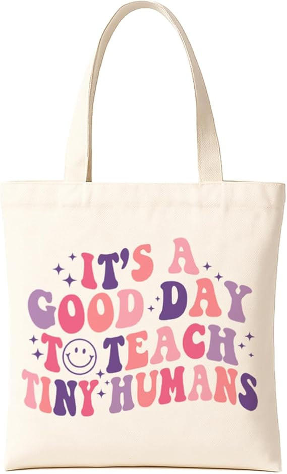 Teacher Canvas Tote Bag, Appreciation Gifts Reusable Grocery Bag for Teacher Friends Gym College,... | Amazon (US)