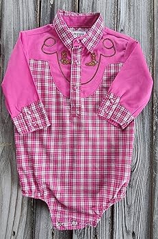 4Rodeo Western Pink Plaid Bodysuit for Baby Infant Toddler | Amazon (US)