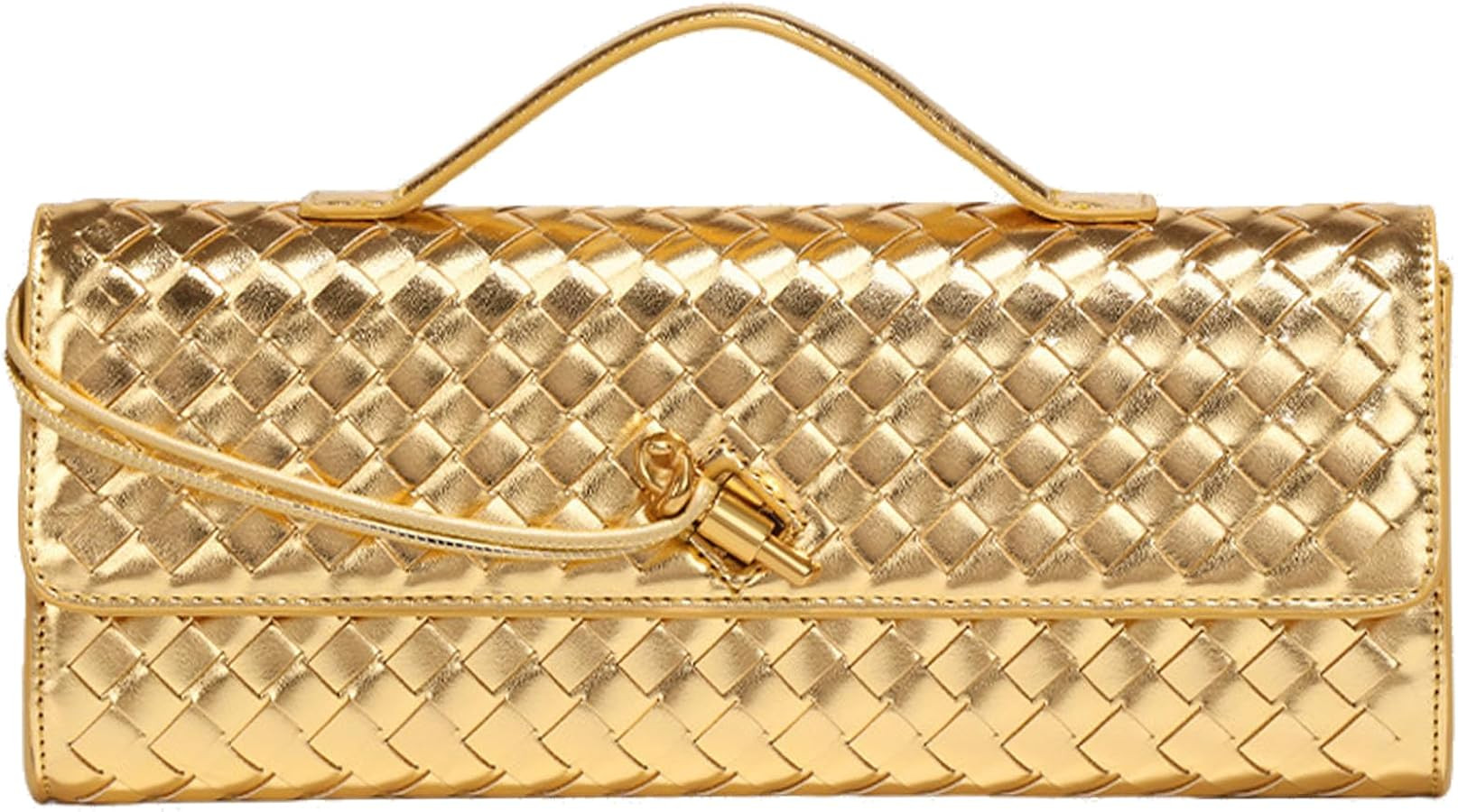 Evening Clutch Bag for Women, Woven Clutch Purse, Handwoven Crossbody Shoulderbag Leather Handbag | Amazon (US)