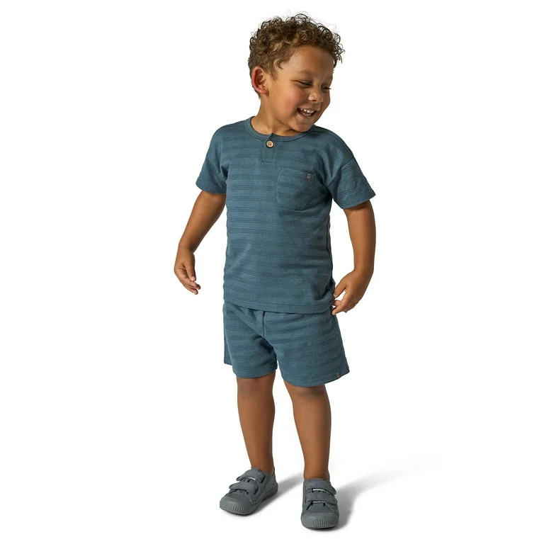 Modern Moments by Gerber Toddler Boy Oversized Textured Shirt and Short Outfit Set, 2-Piece, 12 M... | Walmart (US)