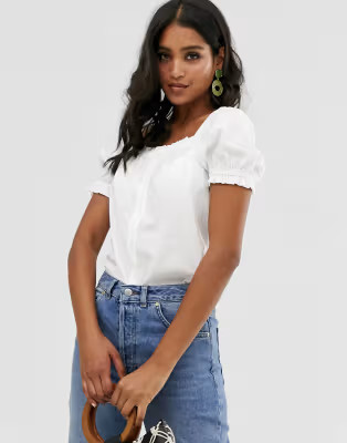 Warehouse square neck top in stone | ASOS US