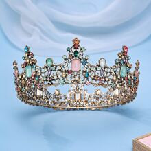 Rhinestone Decor Colorful Bridal Crown Royal Tiaras | SHEIN