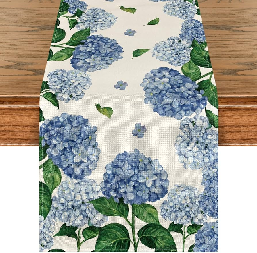 Artoid Mode Watercolor Hydrangea Table Runner, Spring Summer Seasonal Kitchen Dining Table Decora... | Amazon (US)