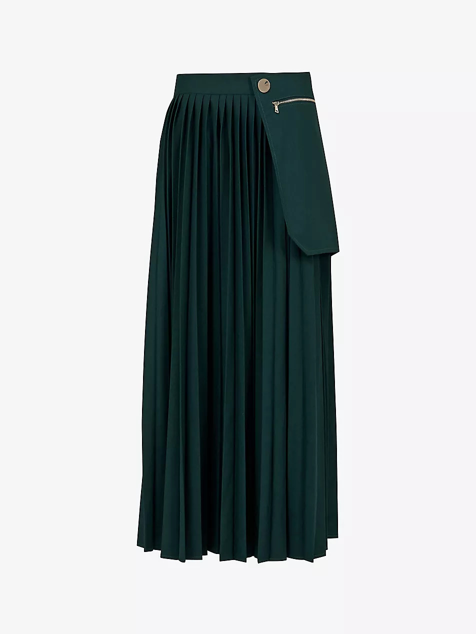 Pleated patch-pocket stretch-woven maxi skirt | Selfridges