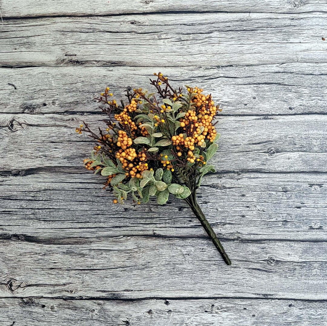 Bushy Golden Yellow Berry and Leaf 10 Spray A Great Rustic Accent Spray, Perfect for Spring, Summ... | Etsy (US)