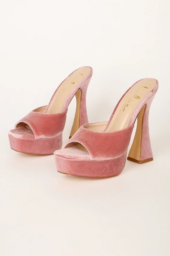 Halena Pink Velvet Platform High Heel Sandals | Lulus (US)
