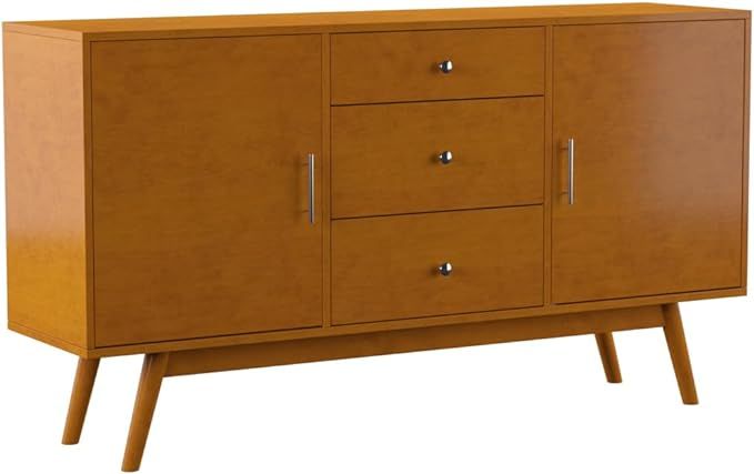 Walker Edison Mid-Century Modern Wood TV Stand for TV's up to 65" Flat Screen Living Room Storage... | Amazon (US)