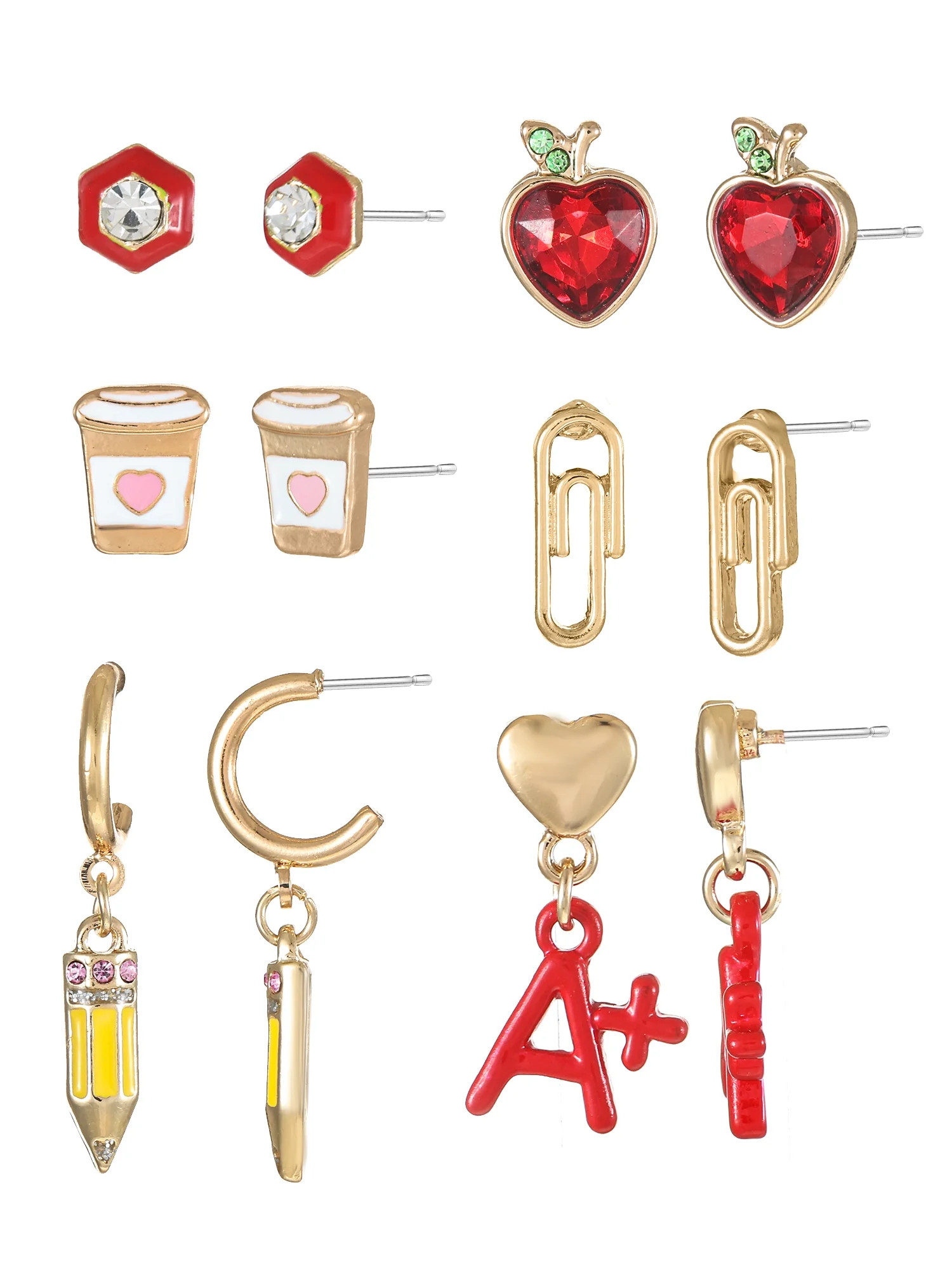 Packed Party Goldtone Teacher's Pet Earring Set, Female, 6 Pairs | Walmart (US)