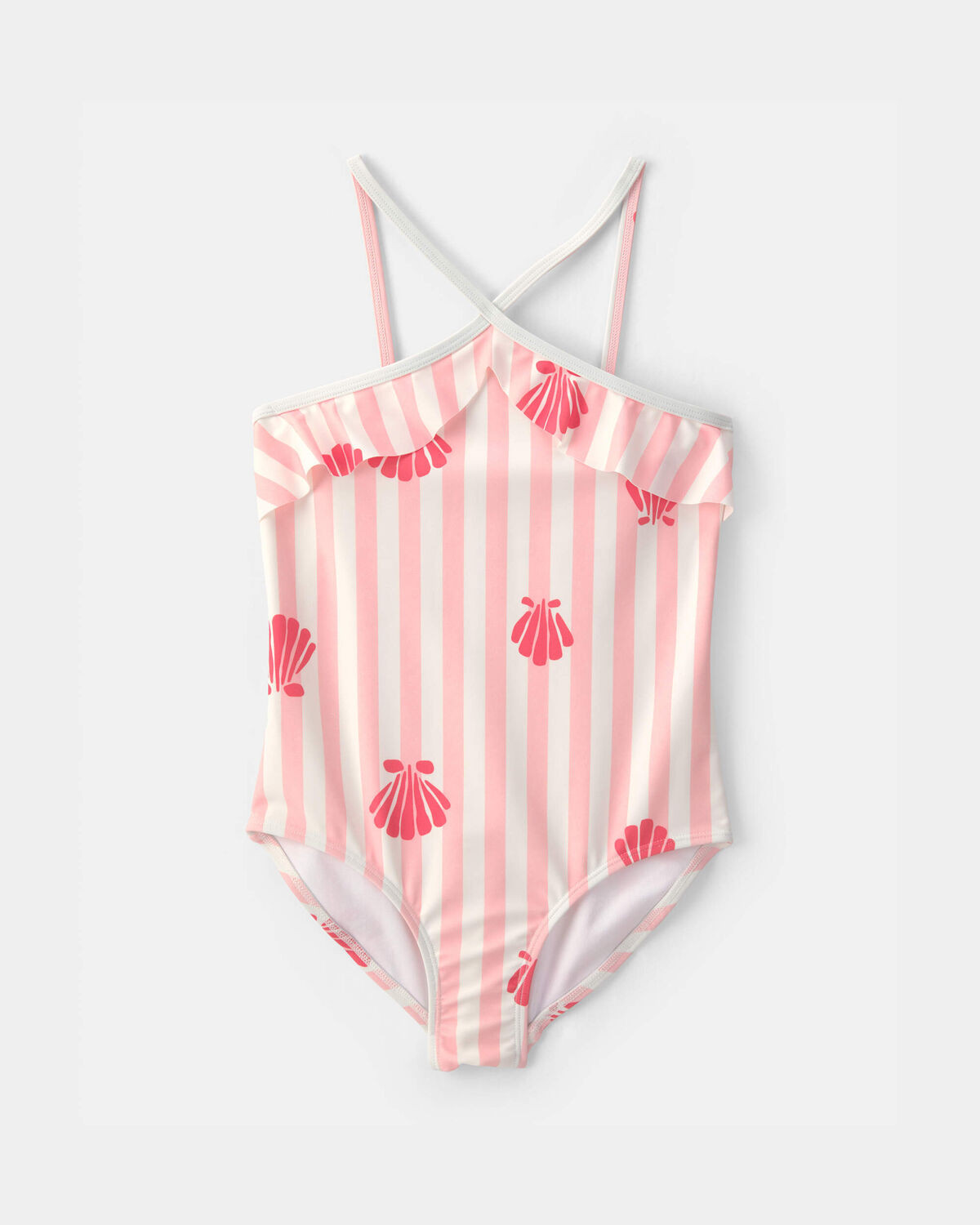 Girls 1-Piece Shell Striped Swimsuit - Pink | Carter's Inc