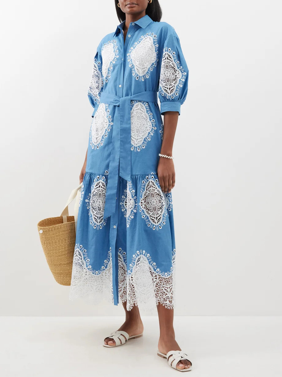 Bianca lace-embroidered cotton-blend dress | Borgo De Nor | Matches (US)