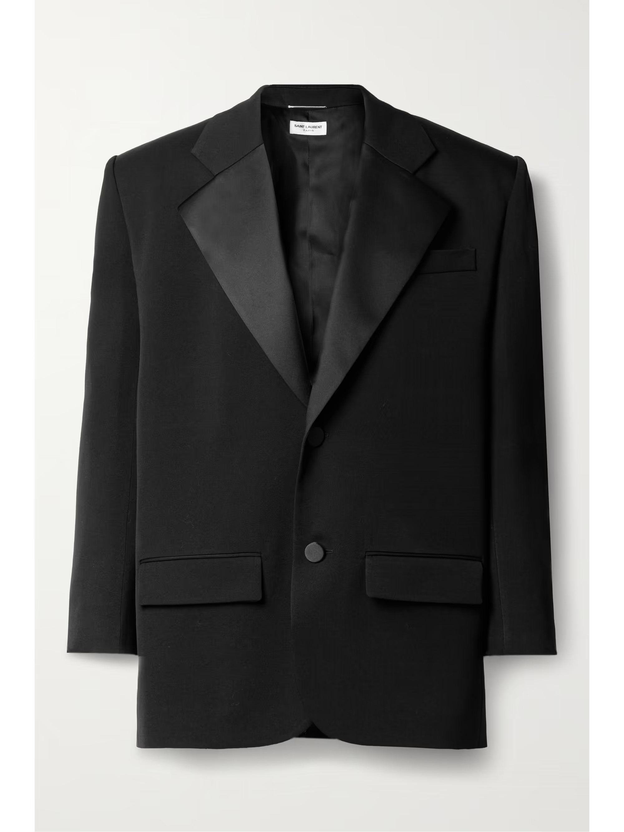 Oversized satin-trimmed grain de poudre wool blazer | NET-A-PORTER (UK & EU)