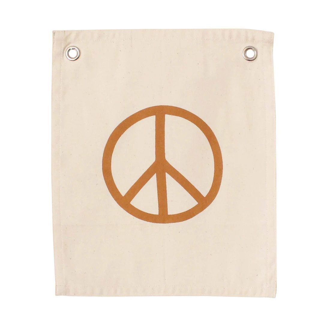 Peace Sign Banner Canvas Flag Wall Art Kids Room Decor - Etsy | Etsy (US)