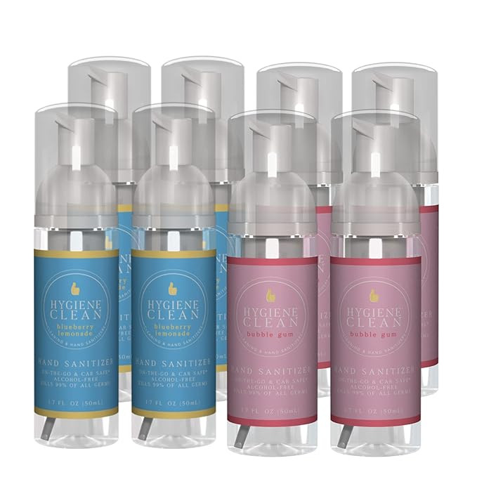 Hygiene Clean Safe Alcohol-Free Foaming Kids Hand Sanitizer (8 Pack: 4 Blueberry Lemonade, 4 Bubb... | Amazon (US)