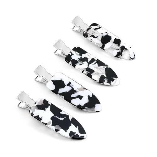 CWJCYTNSN 4Pcs No bend Hair Clips, No Crease Hair Clip Makeup Clips for Women and Girls, Flat Hair Clips for Hairstyling Sectioning, Silver Handle | Amazon (US)