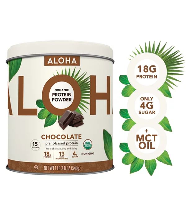 ALOHA Plant Based Protein Powder, Chocolate, 18g Protein, 1.2lb, 19oz | Walmart (US)