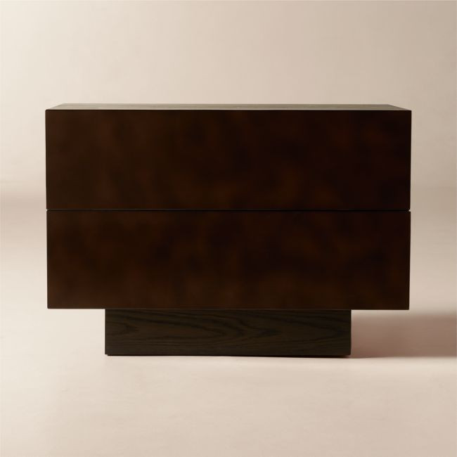 Hudson 2-Drawer Lacquered Dark Brown Wood Nightstand | CB2