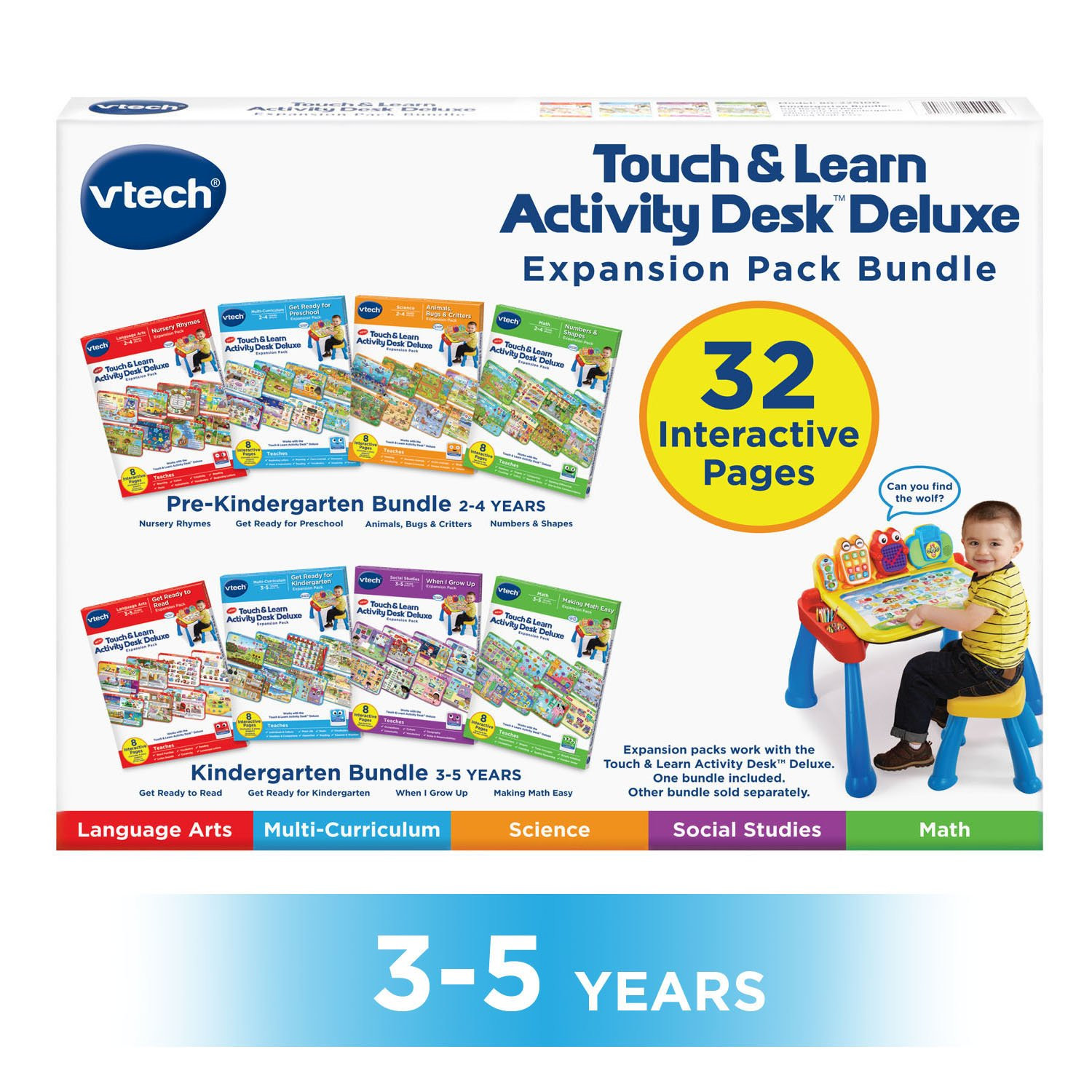 VTech Touch and Learn Activity Desk 4-in-1 Kindergarten Expansion Pack Bundle for Age 3-5 | Amazon (US)