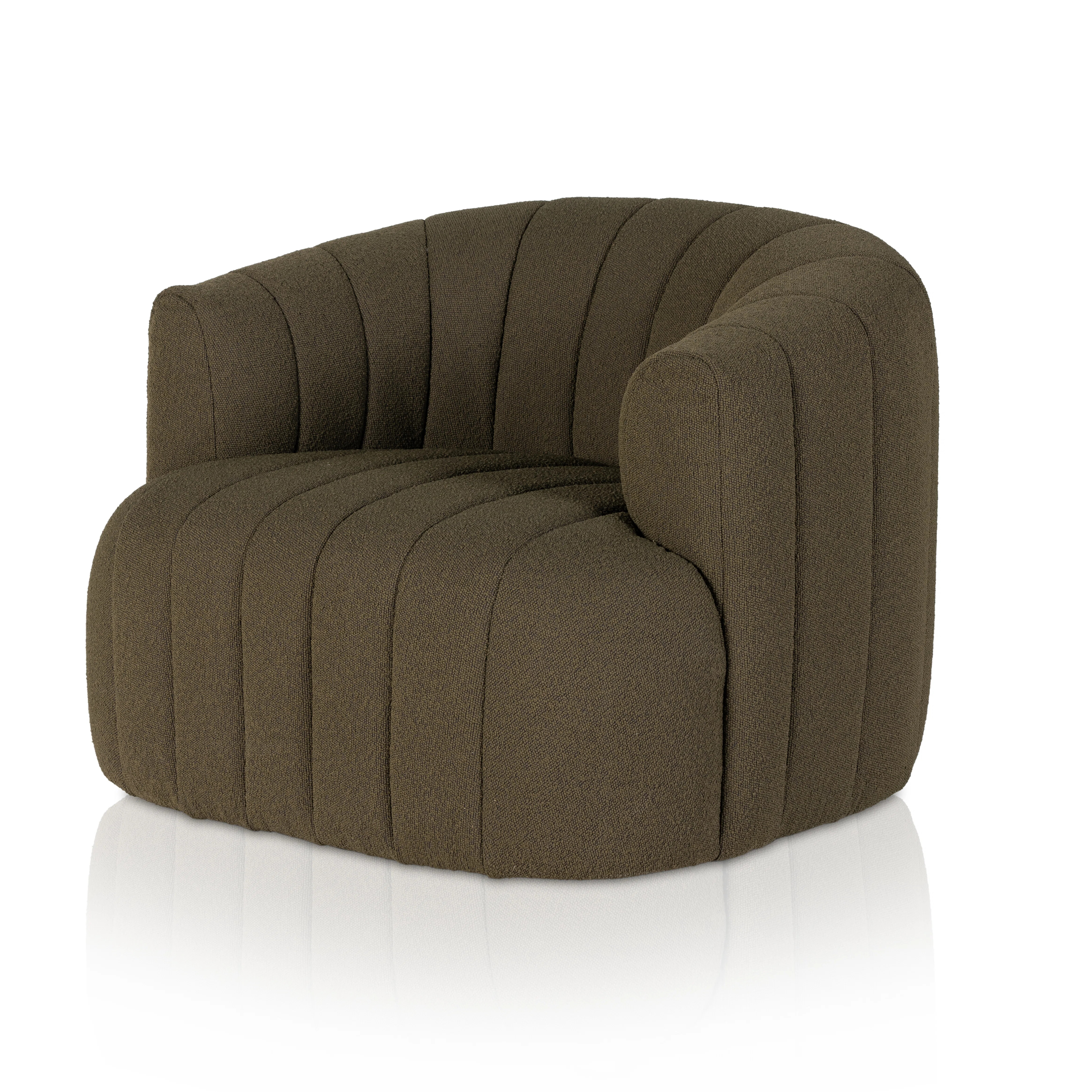 Elliana Swivel Chair-Fiqa Boucle Olive | Perigold