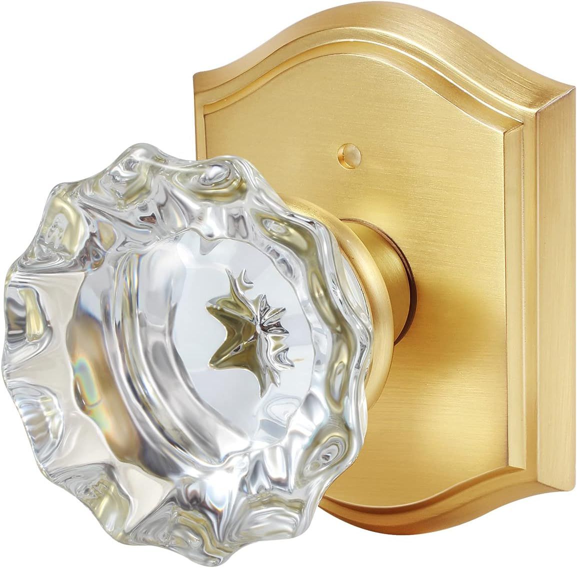 CLCTK Premium Glass Door Knobs, Bathroom Bedroom Door Knobs with Lock, Privacy Gold Door Knob Interi | Amazon (US)