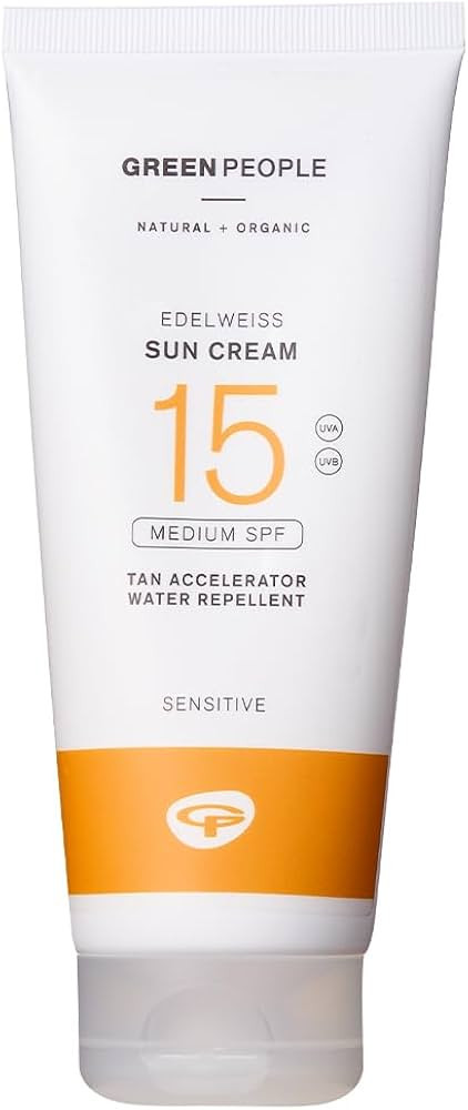 Green People Edelweiss Sun Cream with Tan Accelerator - SPF15 - Natural Sunscreen Suitable for Se... | Amazon (UK)