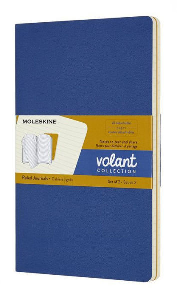 Moleskine Volant Journal, Large, Ruled, Forget-Me-Not Blue/Amber Yellow (5 x 8.25) | Barnes & Noble
