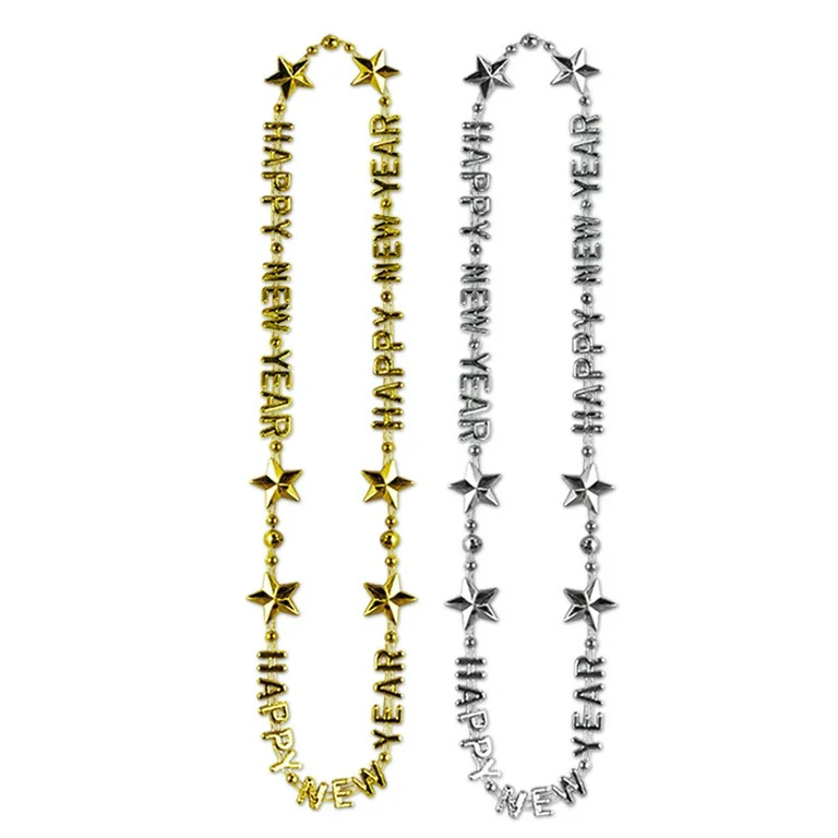 Beistle New Year's Eve Gold and Silver Plastic Beads Party Favors, 2/Pkg | Walmart (US)