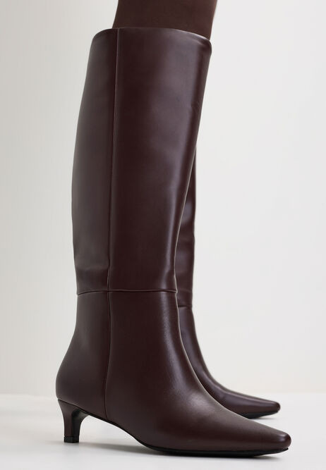 Womens Burgundy Faux Leather Knee High Boots | Peacocks
