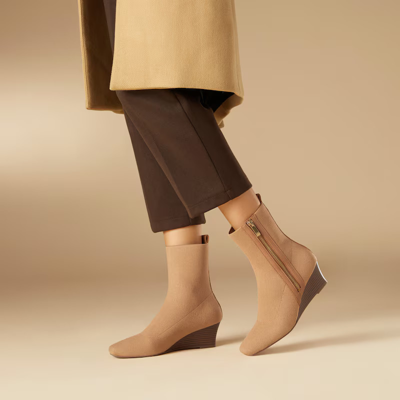 Square-Toe Water-Repellent Zipper Boots (Micaela) | VIVAIA