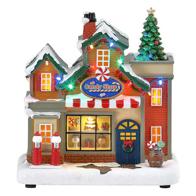 Carole Towne CANDY SHOP Lighted Musical Village scene | Lowe's