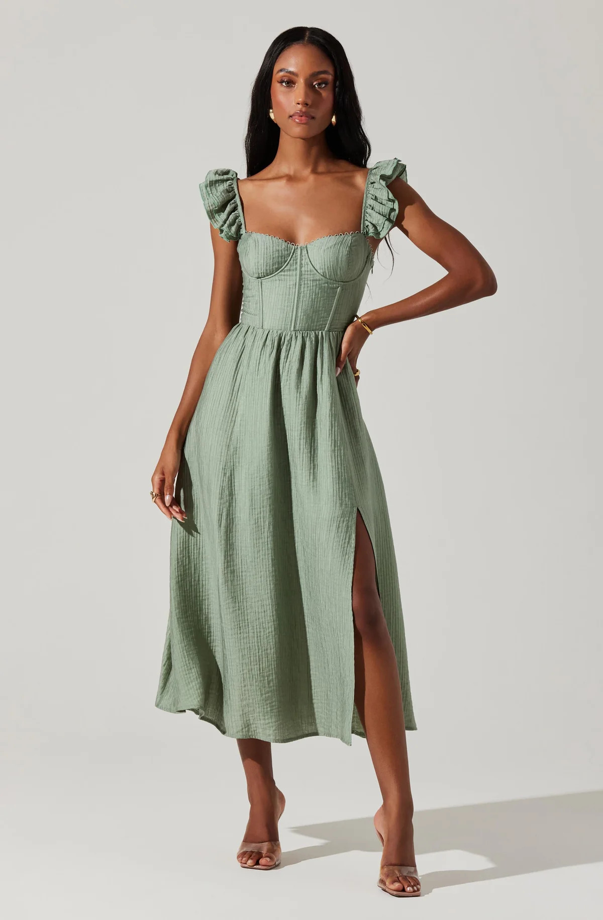 Wedelia Bustier Midi Dress - Sage / XS | ASTR The Label (US)