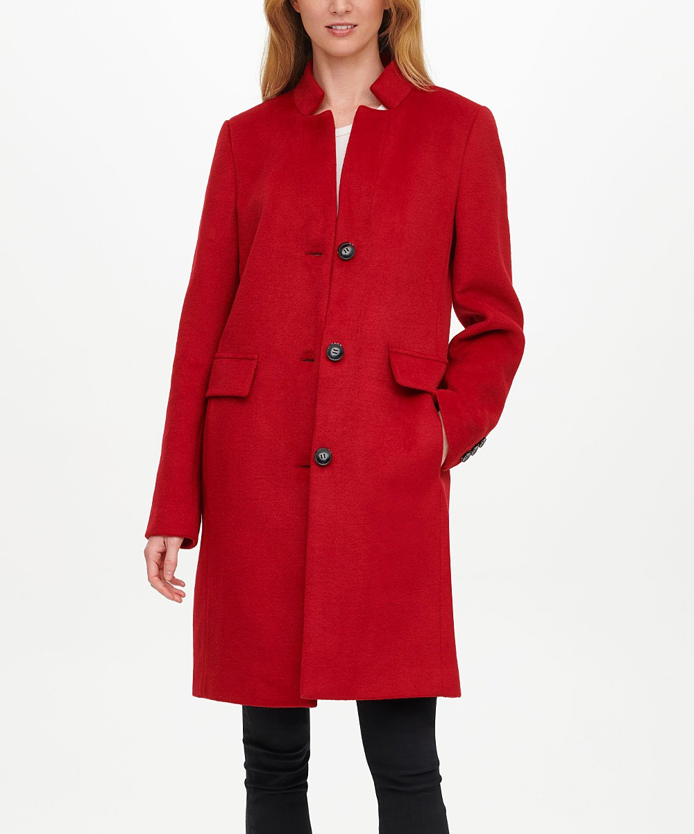 Rio Red Melton Wool-Blend Coat - Petite | Zulily