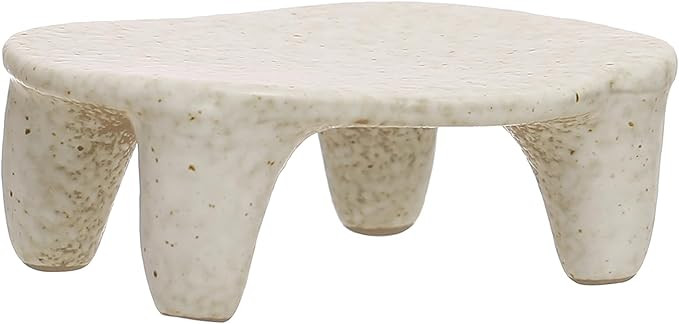 Bloomingville 4.5 Inches Stoneware Footed Dish Coaster in Reactive Glaze, Cream Pedestal | Amazon (US)