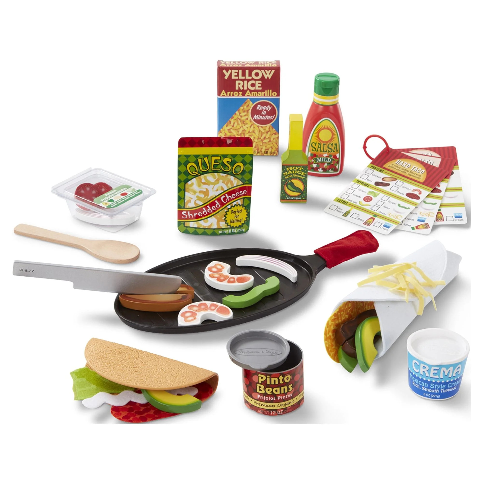 Melissa & Doug Fill & Fold Taco & Tortilla Set, 43 Pieces – Sliceable Wooden Mexican Play Food,... | Walmart (US)